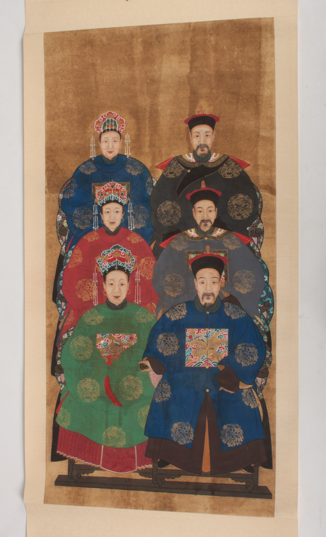 Appraisal: Chinese painting Formal group of six ancestors men and women