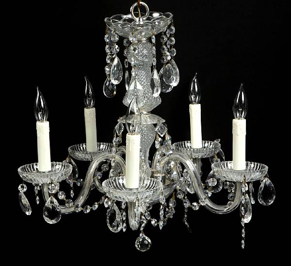 Appraisal: A Louis XV style cut glass five light chandelier together