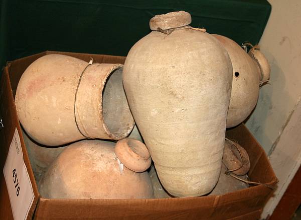 Appraisal: An assembled grouping of various pottery jars