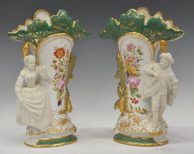 Appraisal: lot of Old Paris porcelain spill vases late th c