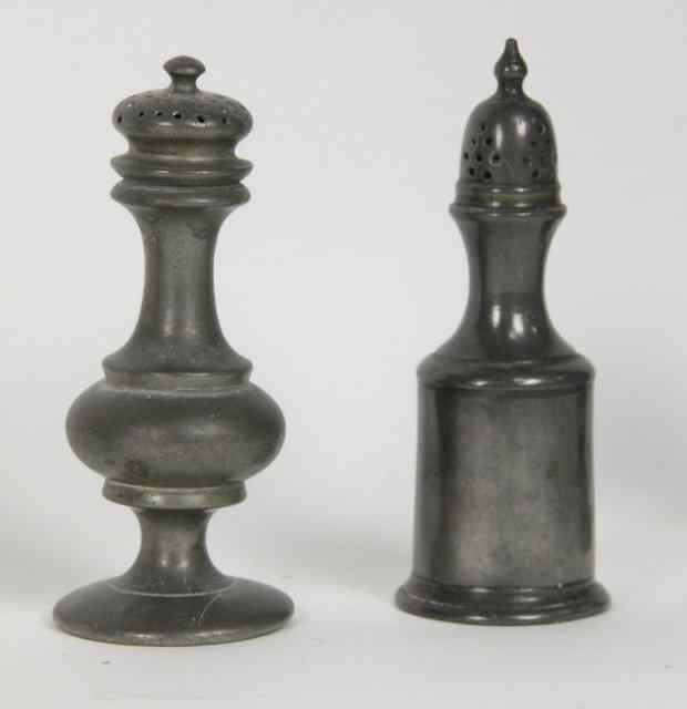 Appraisal: Two pewter casters early th Century cm high Literature Peter