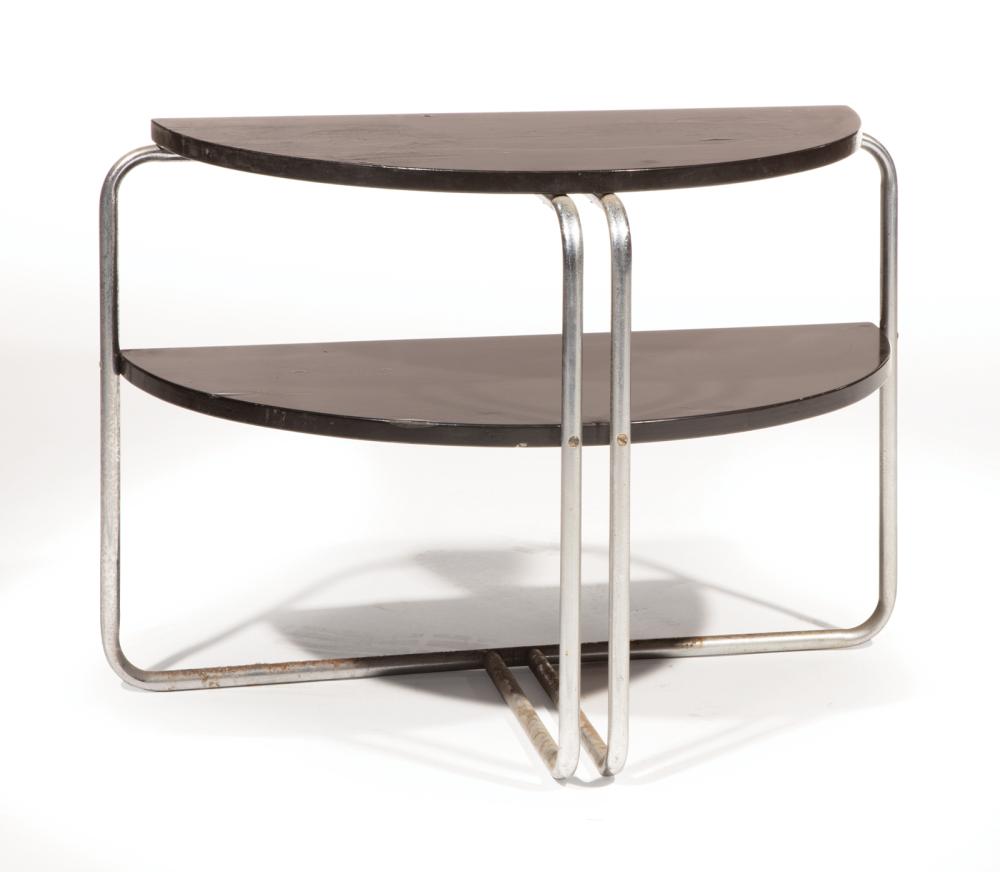 Appraisal: Wolfgang Hoffmann for Howell Chromed Steel and Lacquered Wood Table