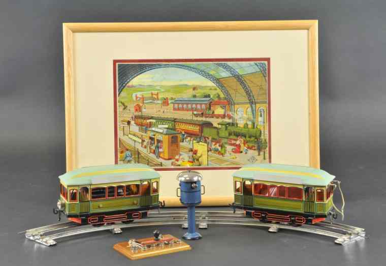 Appraisal: BING GAUGE 'I' ELECTRIC TROLLEY SET Boxed set includes lithographed