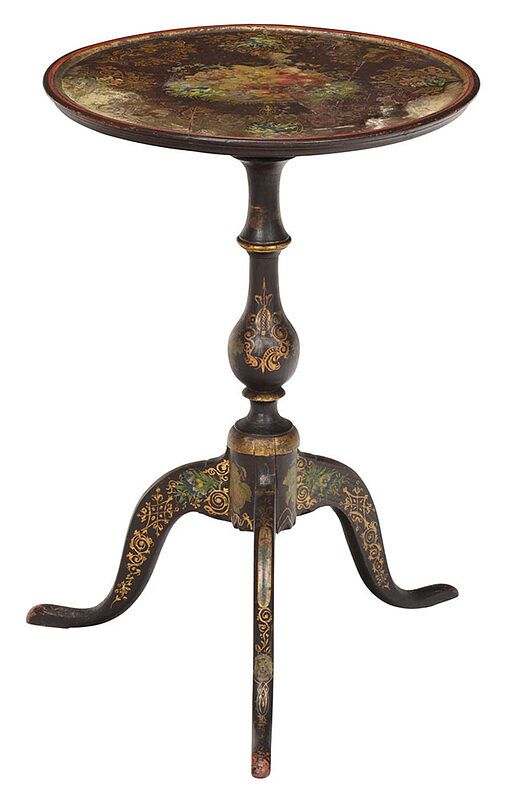 Appraisal: American Stenciled and Painted Candlestand attributed to New York late