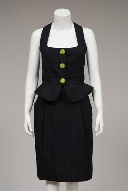 Appraisal: Geoffrey Beene black textured pique cocktail ensemble s Consisting of