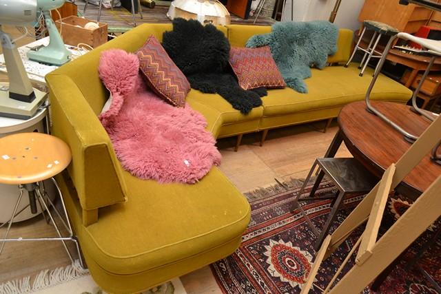 Appraisal: 'S CORNER SOFA IN MUSTARD 'S CORNER SOFA IN MUSTARD