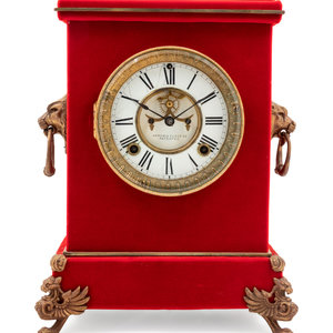 Appraisal: An Ansonia Florentine Plush Mantel Clock Height x width x