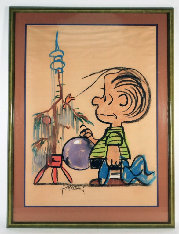 Appraisal: PEANUTS LIONEL POP ART PASTEL ILLUSTRATION DRAWING United States th