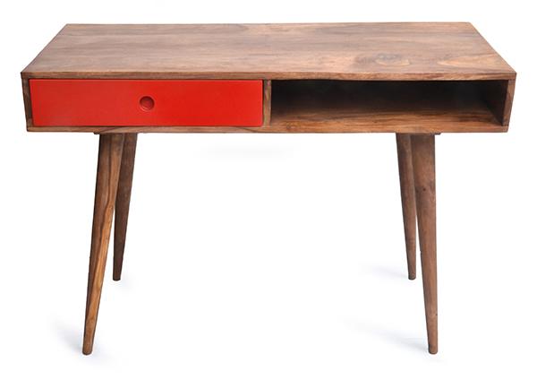 Appraisal: DANISH INSPIRED HARDWOOD DESK WITH RED DRAWER X X CM