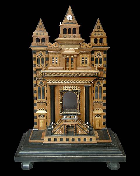 Appraisal: An Italian parquetry maquette of a church facade th century