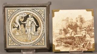 Appraisal: Two Minton Decorated Tile Hot Plates Both have embossed signatures