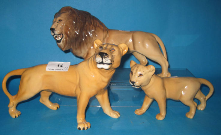 Appraisal: Beswick Lion Lioness crack to tail and Lion Cuc leg