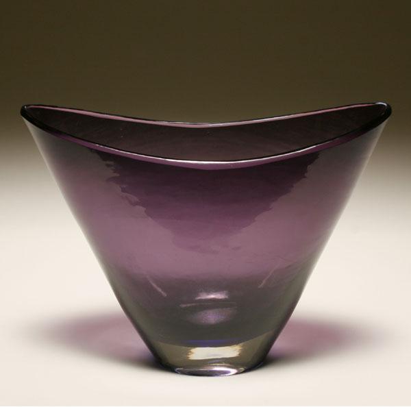 Appraisal: Venini Sommerso vase Deep purple flared body Acid stamp and