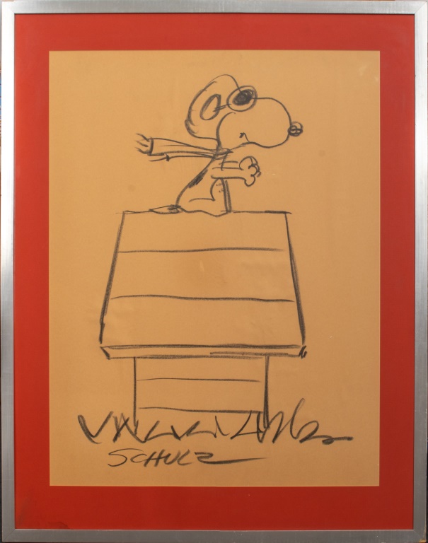 Appraisal: CHARLES SCHULZ PILOT SNOOPY GRAPHITE ON PAPER Charles Monroe Schulz