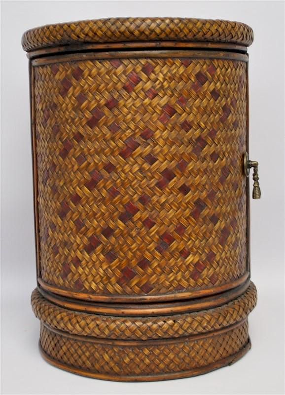 Appraisal: CONTEMPORARY WOVEN RATTAN CUPBOARD A contemporary Design Accent Woven Rattan