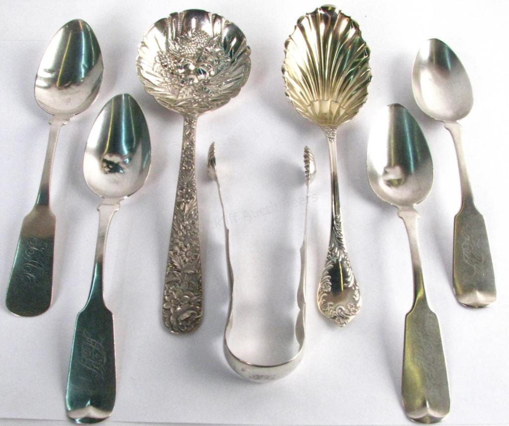 Appraisal: Group of Sterling and Coin Silver Flatware seven total including