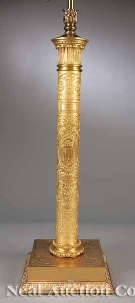 Appraisal: A Neo-Classical-Style Gilt Brass Columnar Table Lamp early th c