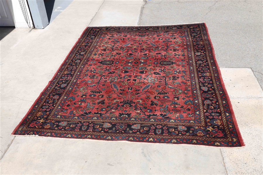 Appraisal: Persian wool rug numerous areas of wear x approx