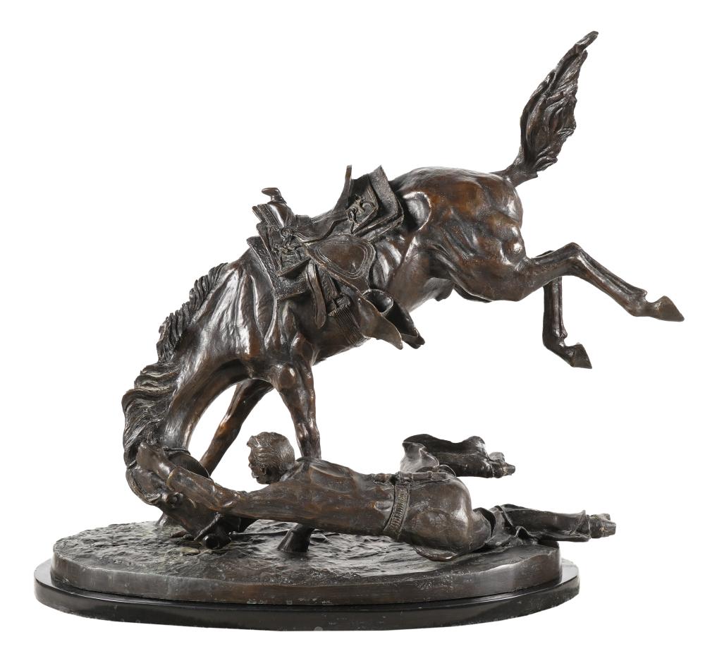 Appraisal: AFTER FREDERIC REMINGTON WICKED PONYbronze with brown patination mounted on