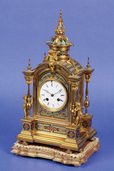 Appraisal: A VICTORIAN GILT METAL AND CHAMPLEVE BRACKET CLOCK with a