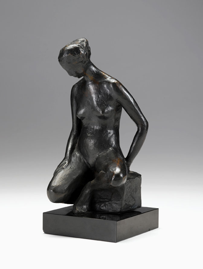 Appraisal: Louis Derbre French b seated nude Bronze dark brown patina