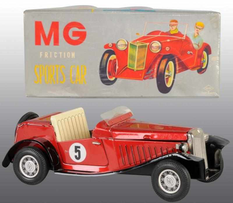 Appraisal: Tin MG Sports Car Friction Toy Description Japanese Circa s