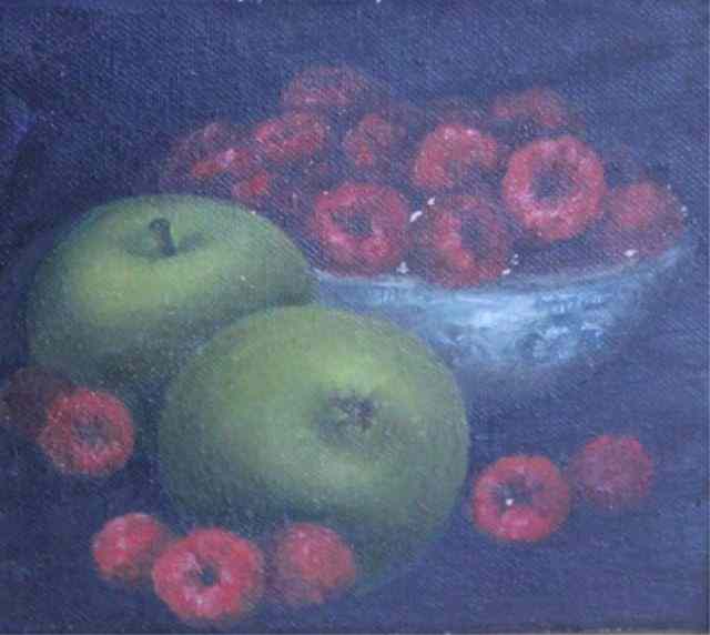 Appraisal: Oil on Board Still Life of Fruit Indistinctly signed lower