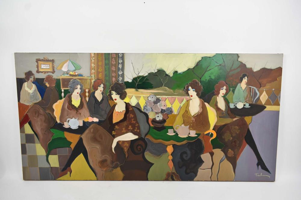 Appraisal: ITZCHAK TARKAY B CAFE LADIES PAINTINGSigned l r Acrylic on