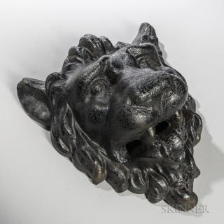 Appraisal: Cast Iron Lion Head Architectural Ornament th century carved mask