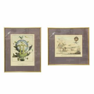 Appraisal: Pair of Framed Whimsical French Prints both later reprints after