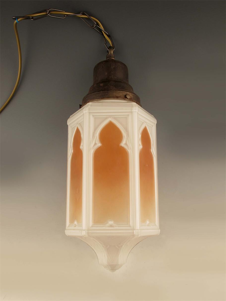 Appraisal: A moulded opaque glass hall lantern