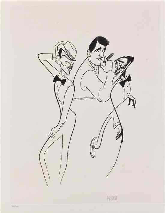 Appraisal: Albert Hirschfeld American - Rat Pack etching edition signed Hirschfeld