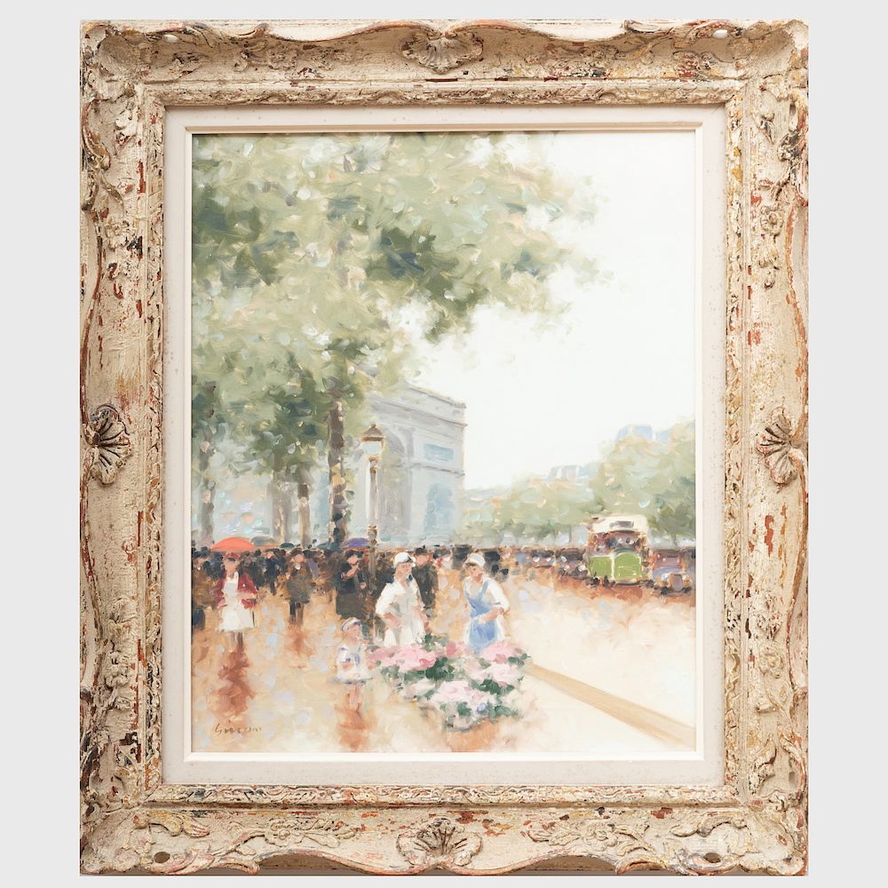 Appraisal: Andr Gisson - Paris Street Scene Oil on canvas signed