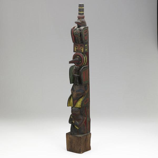 Appraisal: Northwest Coast totem pole North America Carved wood with various