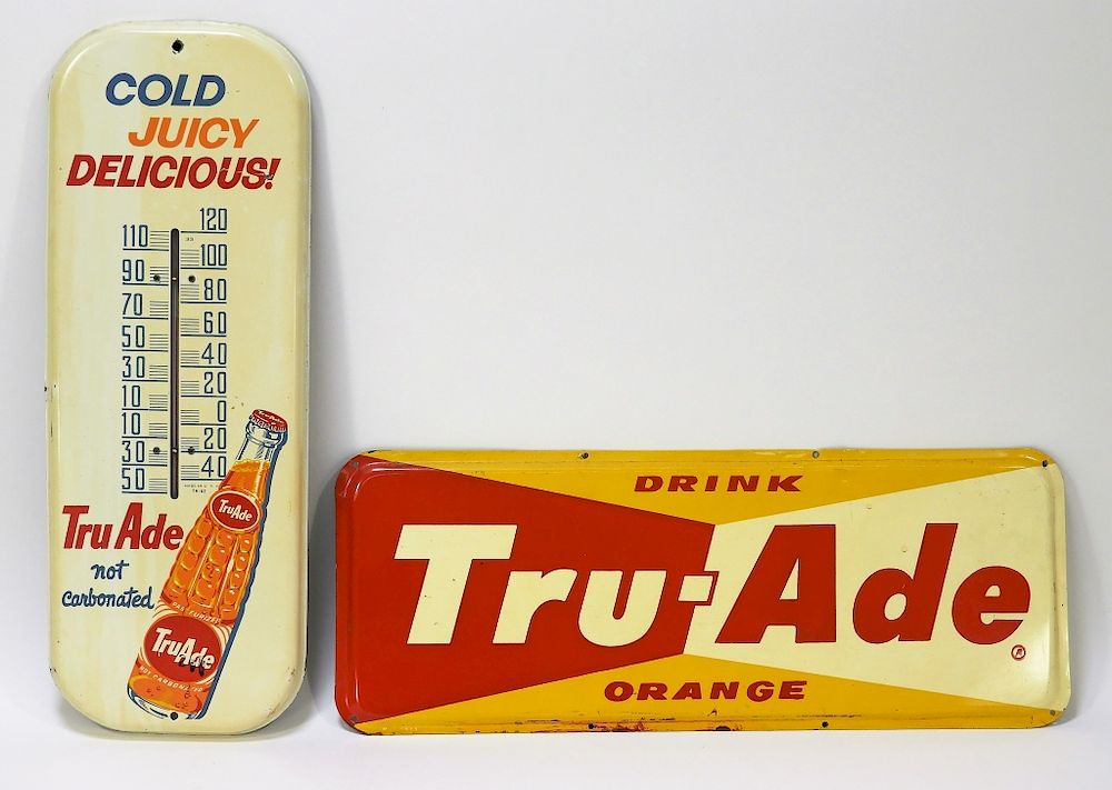 Appraisal: Antique Tin Tru-Ade Advertising Sign Thermometer United States th Century