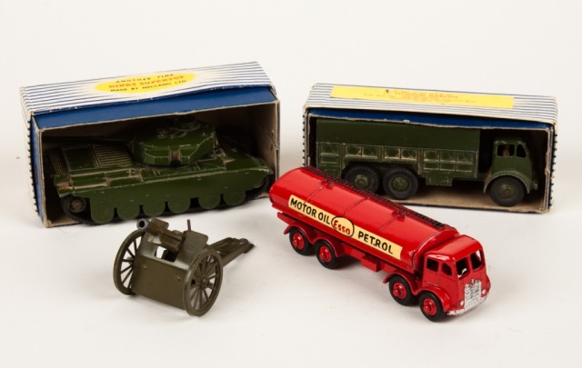 Appraisal: Approx Dinky toy cars and trucks including artillery pieces Centurion