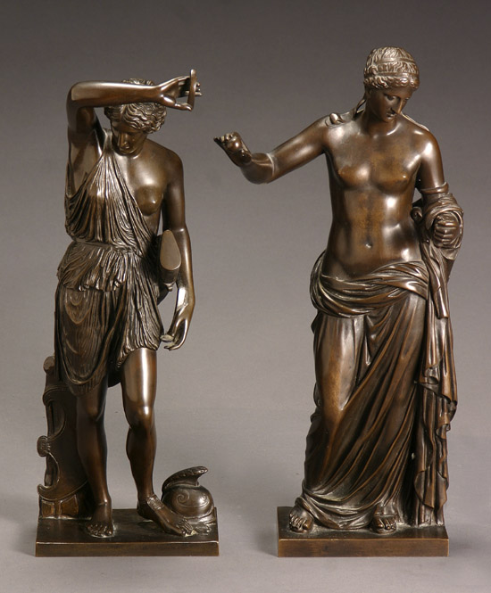 Appraisal: Pair of French Bronze Mythological Figures of Diana and Venus