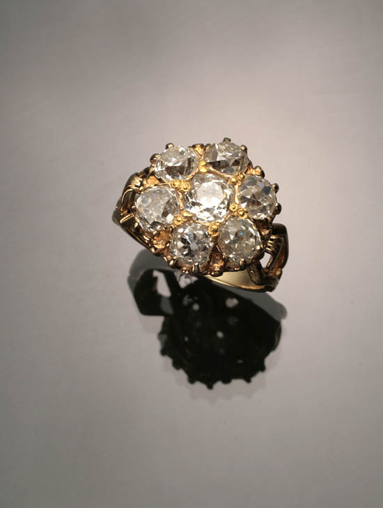 Appraisal: Edwardian Tested -Karat Yellow-Gold and Diamond Dinner Ring Circa Circa