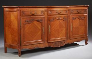 Appraisal: French Louis XV Style Carved Cherry Bowfront Bombe Sideboard th