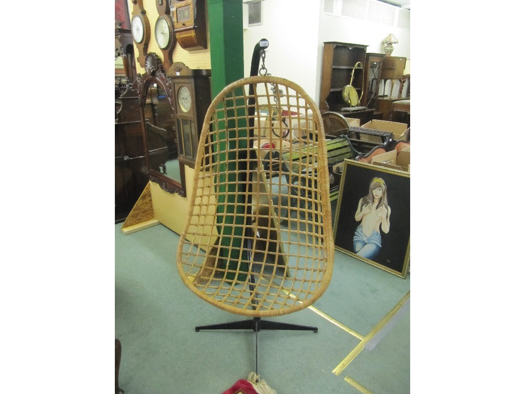 Appraisal: Swing wicker basket seat on stand