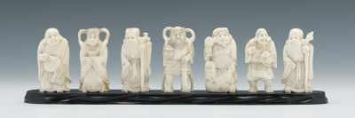 Appraisal: A Group of Seven Carved Ivory Immortals Carved ivory figurines