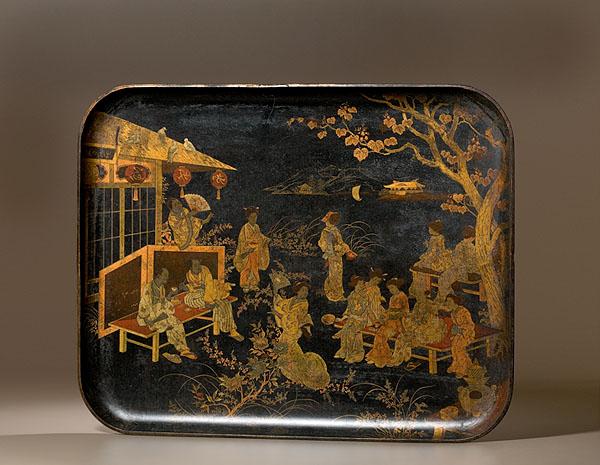 Appraisal: ENGLISH LACQUERWARE TRAY ca Lacquerware tray in the Japanese taste