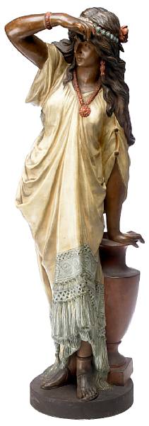 Appraisal: An Oscar Gladenbeck terracotta figure of an Indian maiden circa