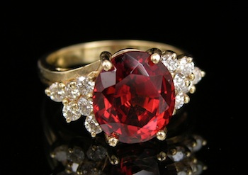 Appraisal: An Impressive Spessartite Garnet and Diamond Dinner Ring k yellow