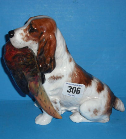 Appraisal: Royal Doulton Large Cocker Spaniel with Pheasant HN hairline crack