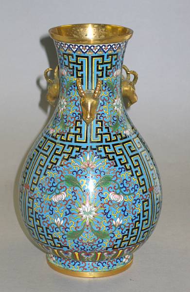 Appraisal: A cloisonn enameled metal vase Late th Century Of hu