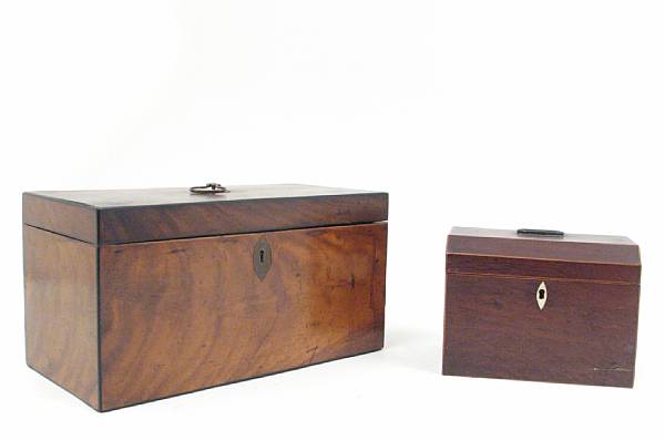 Appraisal: A group of three English mahogany tea caddies height of