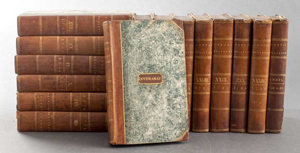 Appraisal: THE ANNUAL REGISTER VOLUMES TH C BINDINGS The Annual Register