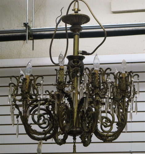 Appraisal: LOUIS XV STYLE EIGHT-LIGHT CHANDELIER of metal construction with brass