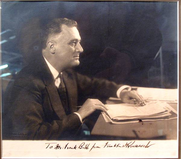 Appraisal: ROOSEVELT FRANKLIN DELANO Photograph Signed Franklin D Roosevelt and Inscribed